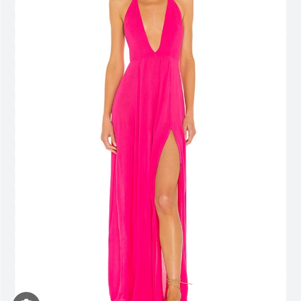 Vibrant Pink Halter Maxi Dress